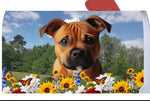 Staffordshire Bull Terrier Orange -  Best of Breed Summer Flowers Mailbox Cover Hi-Grade Vinyl 6" x 19"