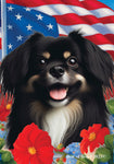 Tibetan Spaniel Black/White -  Best of Breed  Patriotic I All-American Outdoor House and Garden Flag