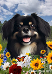 Tibetan Spaniel Black/White -  Best of Breed  Summer Fields Outdoor House and Garden Flag