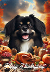 Tibetan Spaniel Black/White -  Best of Breed  Thanksgiving Outdoor House and Garden Flag
