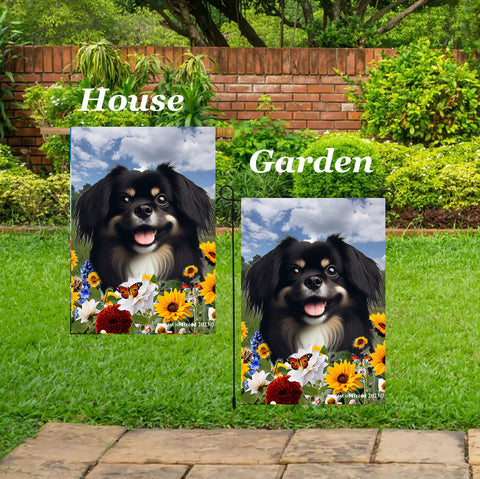Tibetan Spaniel Black/White -  Best of Breed  Summer Fields Outdoor House and Garden Flag