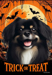 Tibetan Spaniel Black/White -  Best of Breed  Halloween Outdoor House and Garden Flag