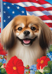 Tibetan Spaniel Fawn -  Best of Breed  Patriotic I All-American Outdoor House and Garden Flag