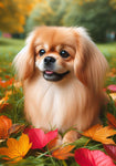 Tibetan Spaniel Fawn - Best of Breed DCR Falling Leaves Outdoor Flag