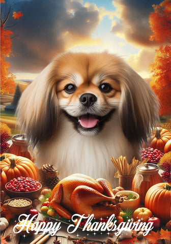 Tibetan Spaniel Fawn -  Best of Breed  Thanksgiving Outdoor House and Garden Flag