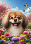 Tibetan Spaniel Fawn -  Best of Breed  Spring Butterflies Outdoor House and Garden Flag