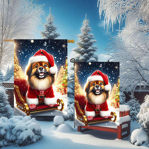 Tibetan Spaniel Fawn - Best of Breed DCR Christmas Outdoor House and Garden Flag