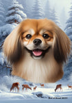 Tibetan Spaniel Fawn -  Best of Breed  Winter Wonderland Outdoor House and Garden Flag