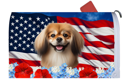 Tibetan Spaniel Fawn -  Best of Breed Patriotic Mailbox Cover Hi-Grade Vinyl 6" x 19"