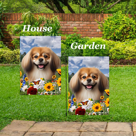 Tibetan Spaniel Fawn -  Best of Breed  Summer Fields Outdoor House and Garden Flag