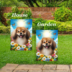 Tibetan Spaniel Fawn -  Best of Breed  Summer Butterflies Outdoor House and Garden Flag