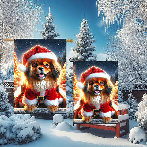Tibetan Spaniel Red - Best of Breed DCR Christmas Outdoor House and Garden Flag