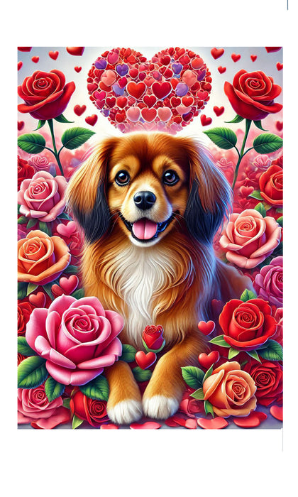 Tibetan Spaniel Red - Best of Breed DCR Valentines Day Outdoor House and Garden Flag