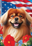 Tibetan Spaniel Red -  Best of Breed  Patriotic I All-American Outdoor House and Garden Flag