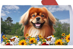 Tibetan Spaniel Red -  Best of Breed Summer Flowers Mailbox Cover Hi-Grade Vinyl 6" x 19"