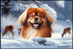 Tibetan Spaniel Red -  Best of Breed Winter Wonderland Floor Mat Tufted Loop 18" x 27"