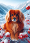 Tibetan Spaniel Red - Best of Breed DCR Winter Berries Outdoor House and Garden Flag