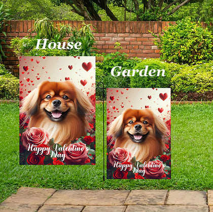 Tibetan Spaniel Red -  Best of Breed  Valentine's Day Outdoor House and Garden Flag
