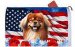 Tibetan Spaniel Red -  Best of Breed Patriotic Mailbox Cover Hi-Grade Vinyl 6" x 19"