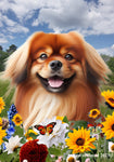 Tibetan Spaniel Red -  Best of Breed  Summer Fields Outdoor House and Garden Flag