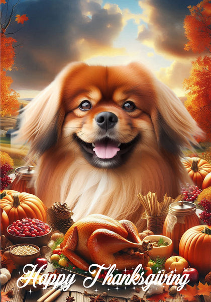 Tibetan Spaniel Red -  Best of Breed  Thanksgiving Outdoor House and Garden Flag