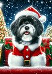 Tibetan Terrier Black/White - Best of Breed DCR Christmas Outdoor House and Garden Flag