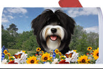 Tibetan Terrier Black/White -  Best of Breed Summer Flowers Mailbox Cover Hi-Grade Vinyl 6" x 19"