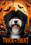 Tibetan Terrier Black/White -  Best of Breed  Halloween Outdoor House and Garden Flag