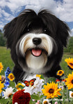 Tibetan Terrier Black/White -  Best of Breed  Summer Fields Outdoor House and Garden Flag