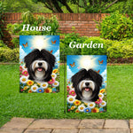 Tibetan Terrier Black/White -  Best of Breed  Summer Butterflies Outdoor House and Garden Flag
