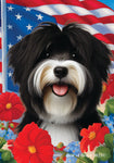 Tibetan Terrier Black/White -  Best of Breed  Patriotic I All-American Outdoor House and Garden Flag