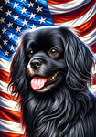 Tibetan Spaniel Black - Best of Breed DCR Patriotic III   Outdoor House and Garden Flag
