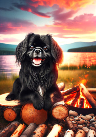 Tibetan Spaniel Black - Best of Breed DCR Summer Camping   Outdoor House and Garden Flag