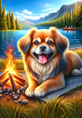 Tibetan Spaniel Fawn - Best of Breed DCR Summer Camping   Outdoor House and Garden Flag