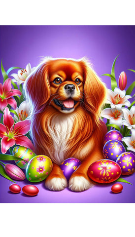 Tibetan Spaniel Red - Best of Breed DCR Easter Holiday    Outdoor House and Garden Flag