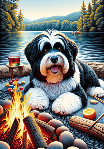 Tibetan Terrier Black - Best of Breed DCR Summer Camping   Outdoor House and Garden Flag