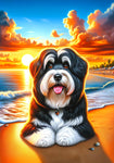 Tibetan Terrier Black - Best of Breed DCR Summer Sunset Outdoor House and Garden Flag