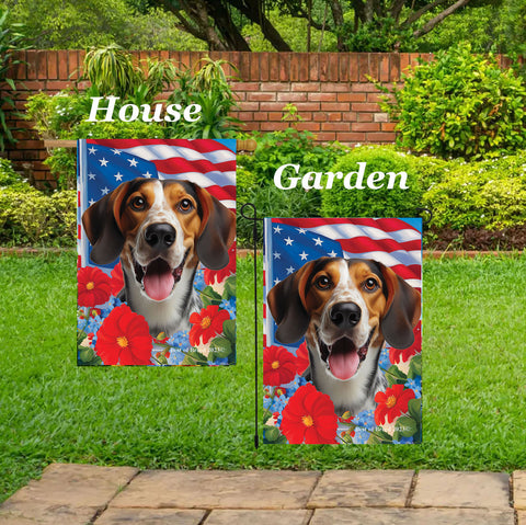 Tree Walker Coonhound -  Best of Breed  Patriotic I All-American Outdoor House and Garden Flag