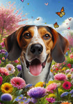 Tree Walker Coonhound -  Best of Breed  Spring Butterflies Outdoor House and Garden Flag