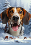 Tree Walker Coonhound -  Best of Breed  Winter Wonderland Outdoor House and Garden Flag