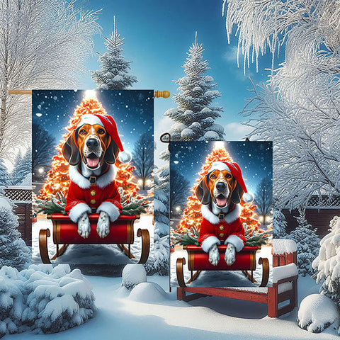 Tree Walker Coonhound - Best of Breed DCR Christmas Outdoor House and Garden Flag