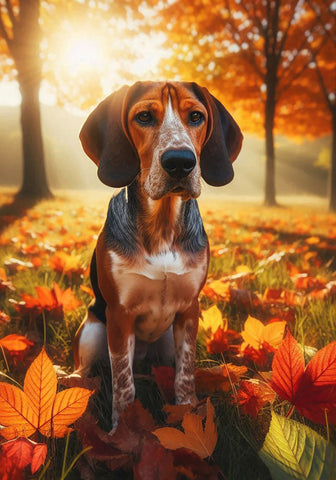 Tree Walker Coonhound - Best of Breed DCR Falling Leaves Outdoor Flag