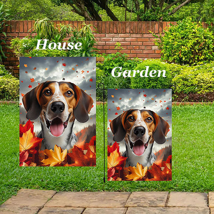 Tree Walker Coonhound -  Best of Breed  Fall Leaves Outdoor House and Garden Flag