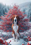 Tree Walker Coonhound - Best of Breed DCR Winter Berries Outdoor House and Garden Flag