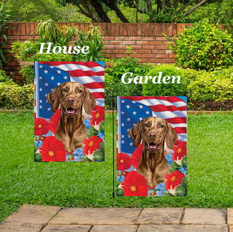 Vizsla - Best of Breed  Patriotic I All-American Outdoor House and Garden Flag