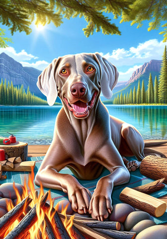 Weimaraner - Best of Breed DCR Summer Camping   Outdoor House and Garden Flag