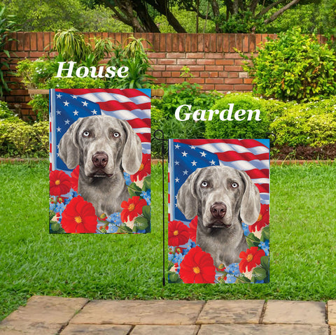 Weimeraner - Best of Breed  Patriotic I All-American Outdoor House and Garden Flag