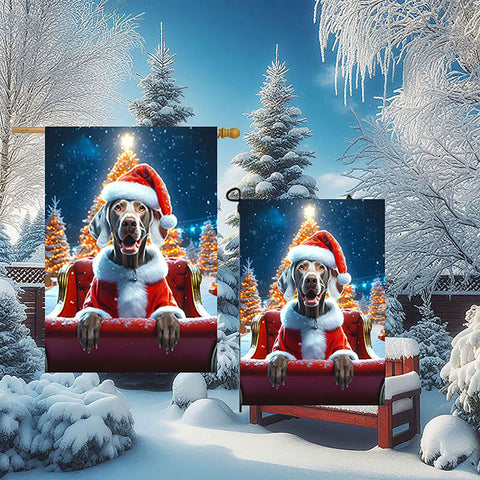 Weimaraner - Best of Breed DCR Christmas Outdoor House and Garden Flag