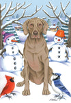 Weimaraner- Best of Breed Tomoyo Pitcher Winter Snowman Garden Flag 12" x 17"