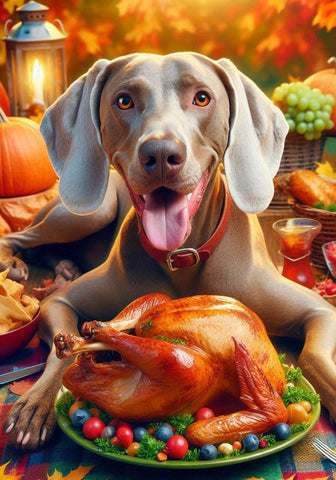 Weimaraner - Best of Breed DCR Thanksgiving Outdoor House and Garden Flag